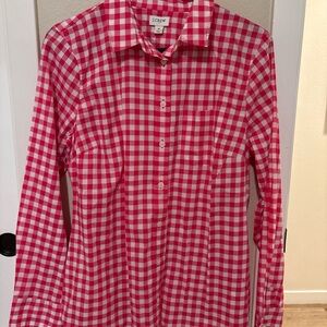 J. Crew Pink and White Plaid Button-Down Shirt, new with tag!